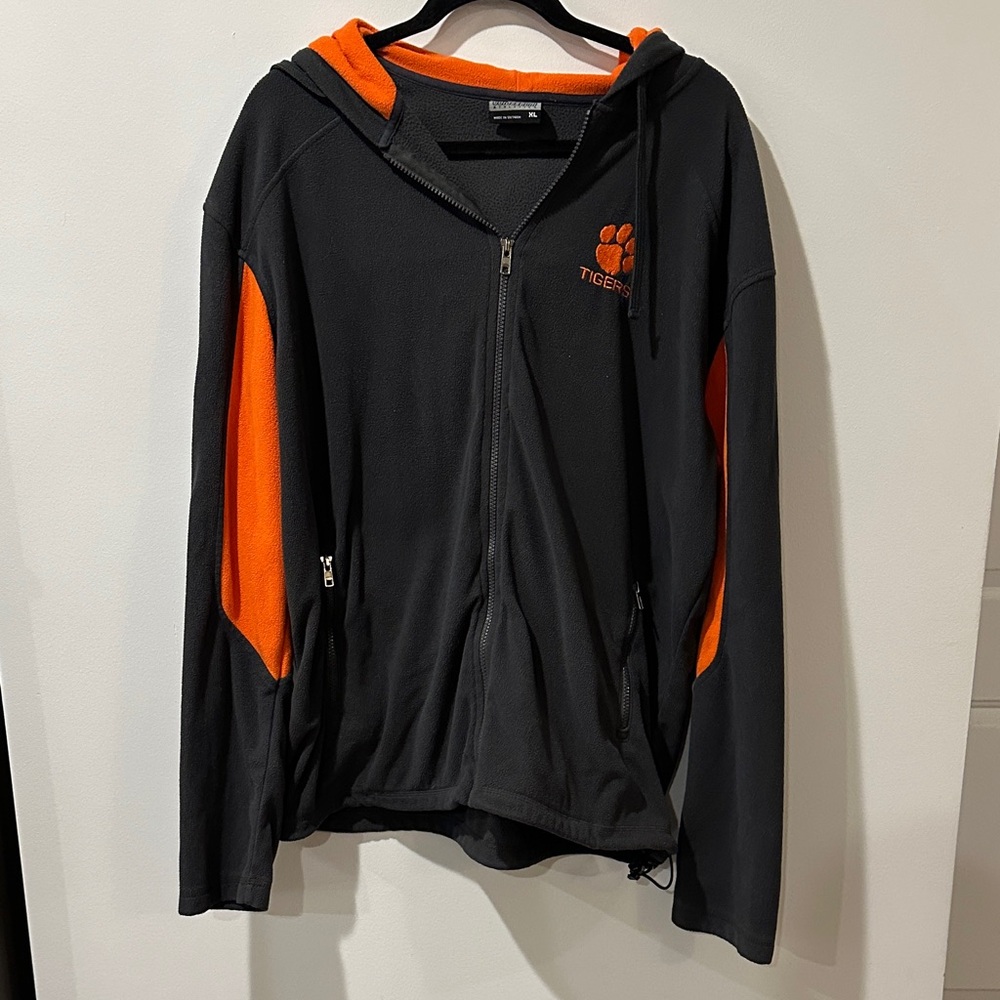 Black and Orange Clemson University Tigers Zip-Up Fleece Hoodie